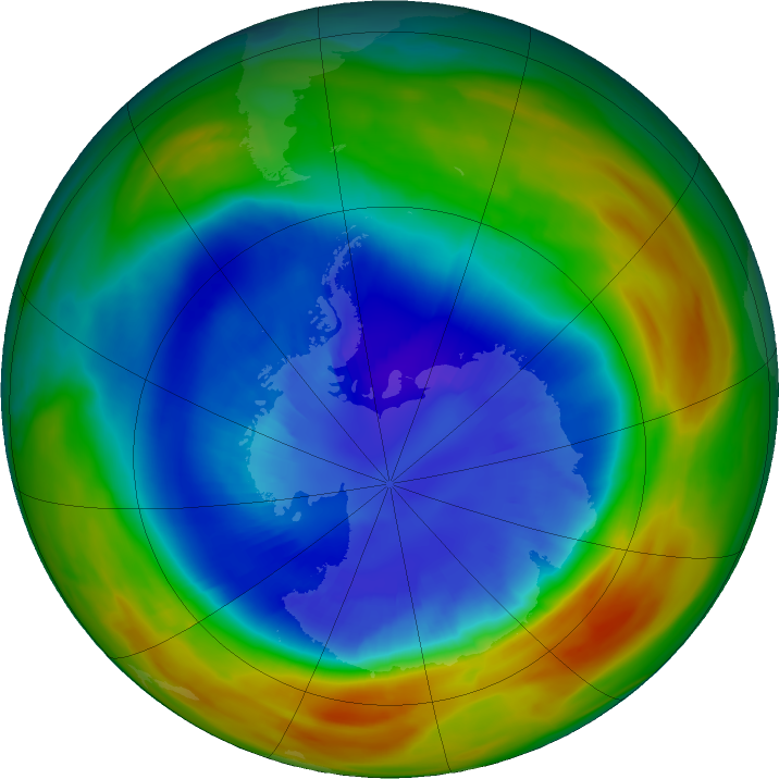 Antarctic ozone map for 07 September 2017